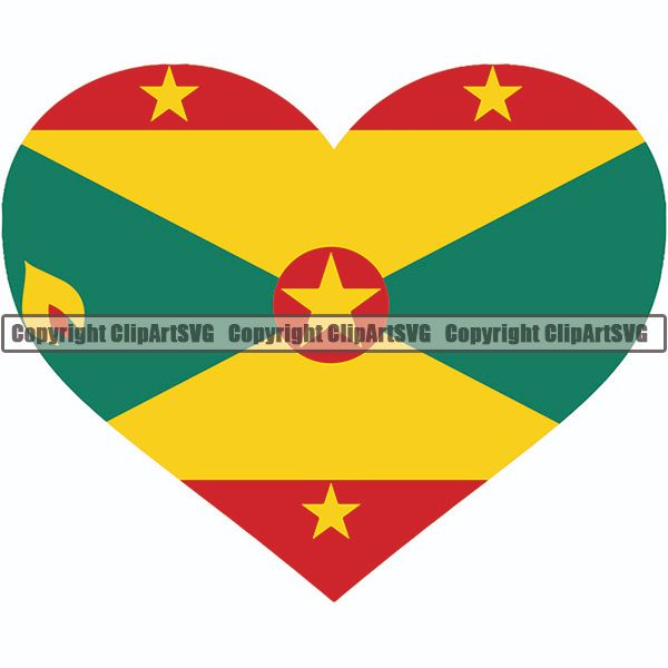 Download Country Flag Heart Grenada ClipArt SVG - ClipArt SVG