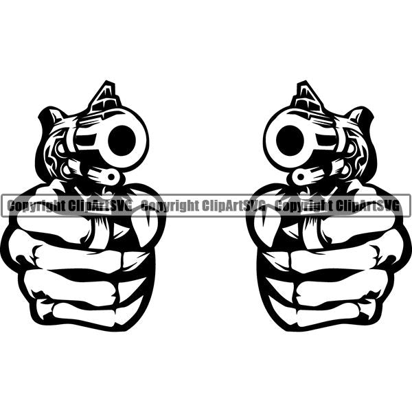Download Skull Skeleton Guns Tattoo Tat ClipArt SVG - ClipArt SVG