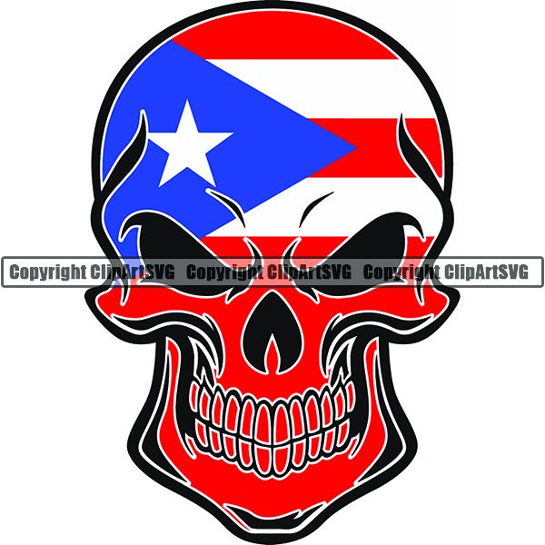 Download Country Flag Skull Puerto Rico ClipArt SVG - ClipArt SVG