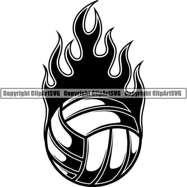 volleyball clipart with flames