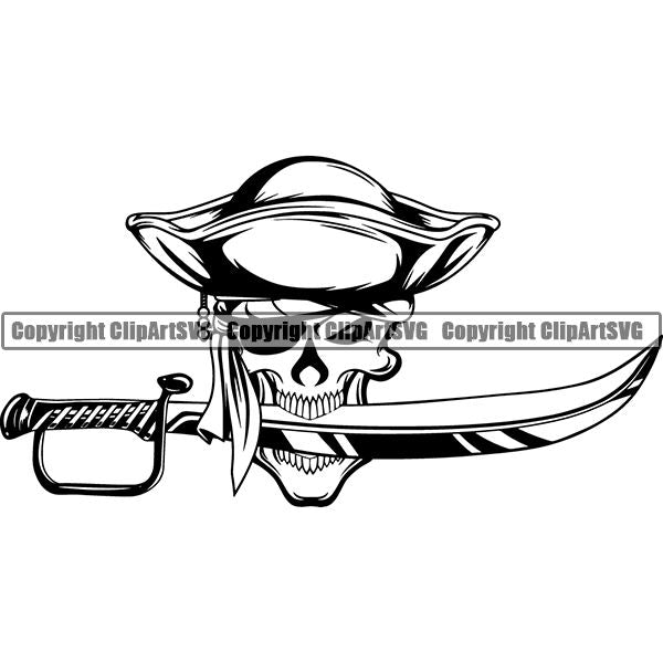 Download Pirate Sea Gangster Warrior Hat Patch Sword Skull ClipArt ...