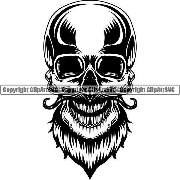 Skull Skeleton Beard Tattoo Tat ClipArt SVG – ClipArt SVG