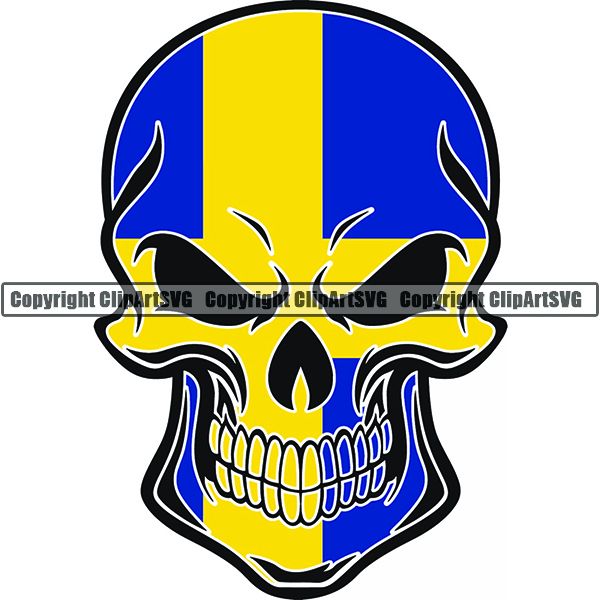 Download Country Flag Skull Sweden ClipArt SVG - ClipArt SVG