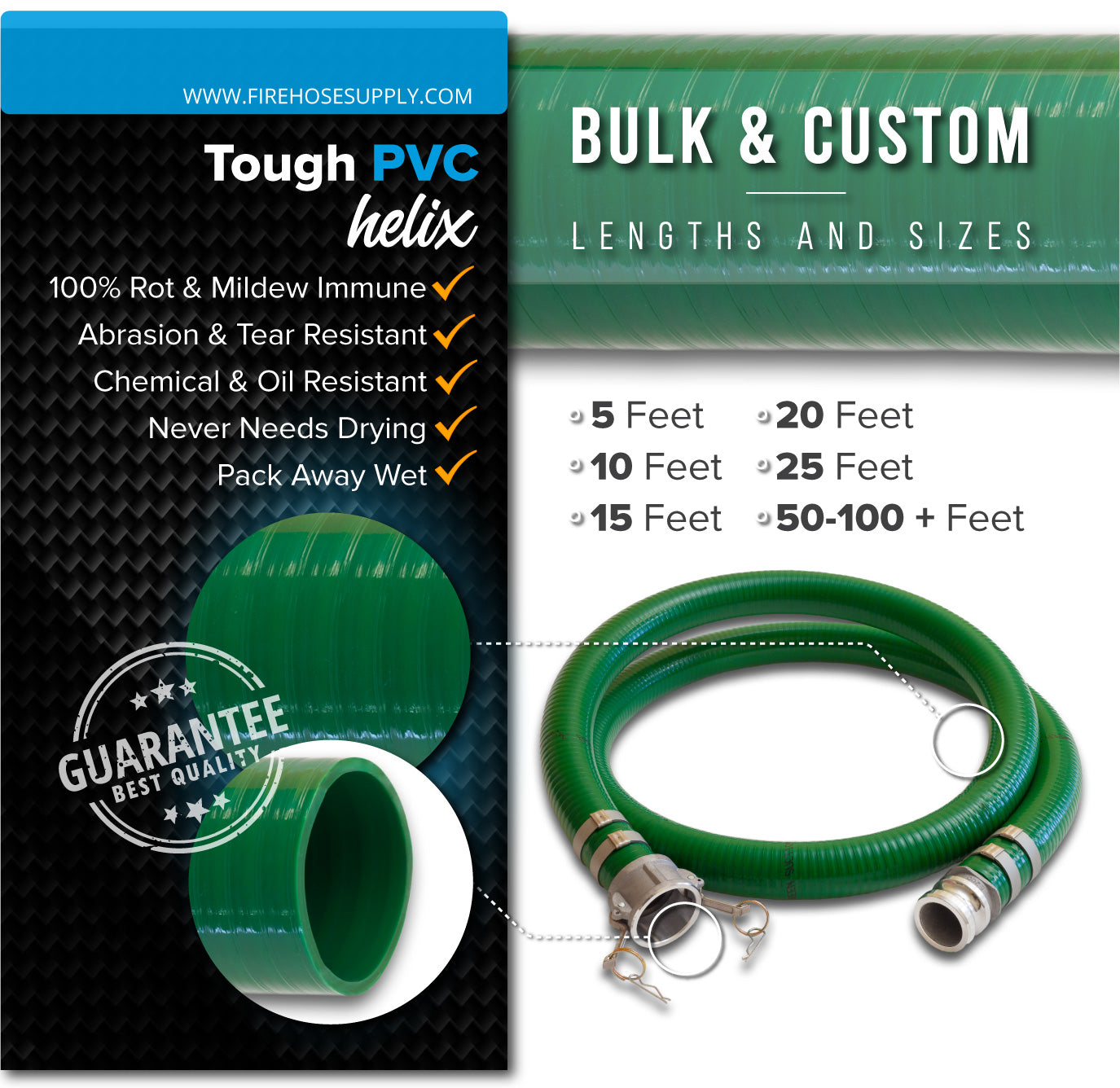 1 Inch Camlock Green Suction Hose PVC Materials