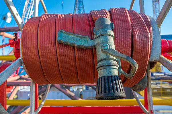 5 inch diameter red fire hose LDH supply ship board 