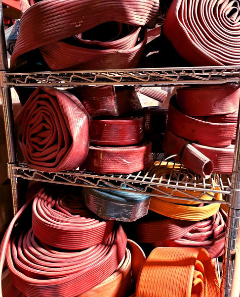 old red scrap hose rubber material