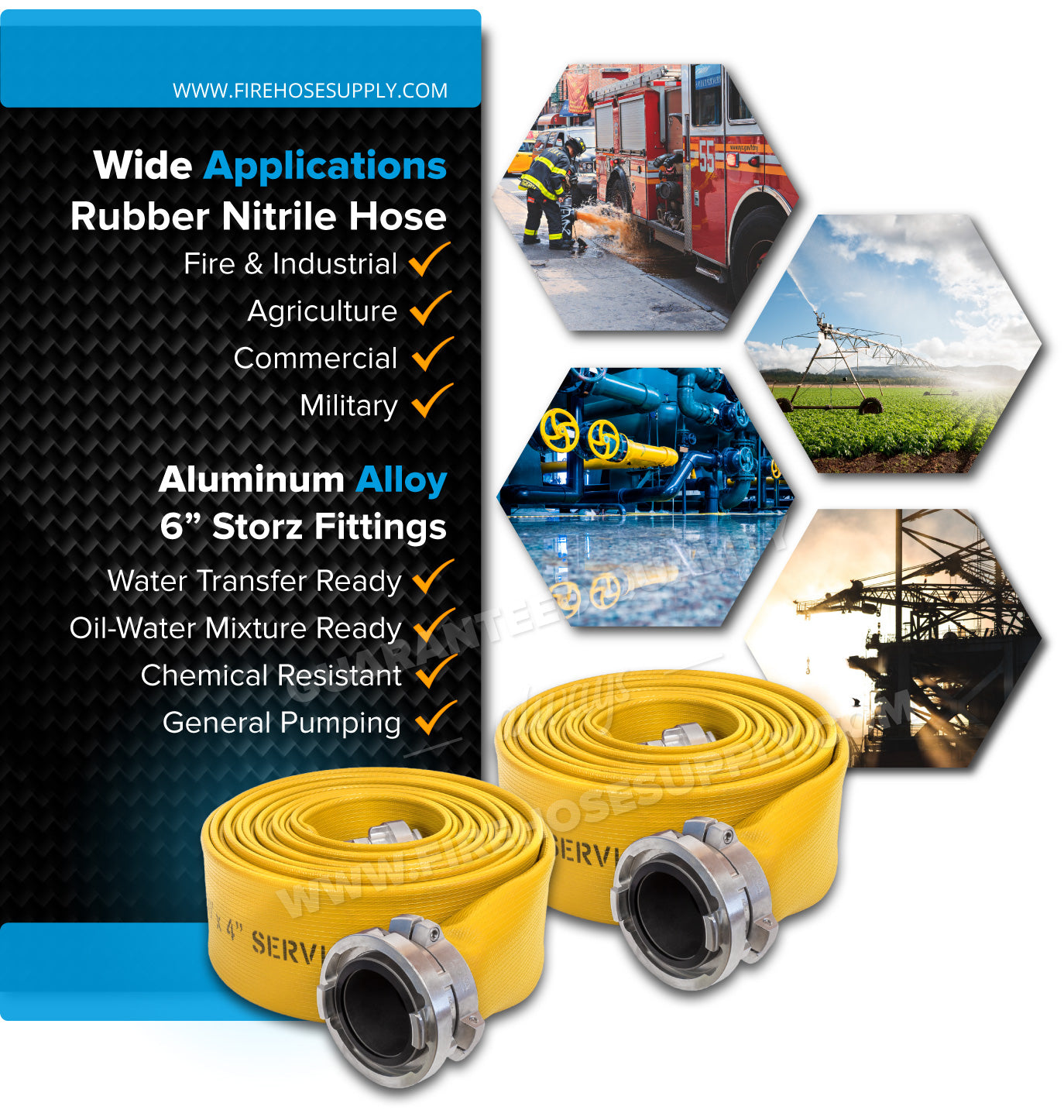 6 Inch Fire Hose Rubber Storz Industrial Applications