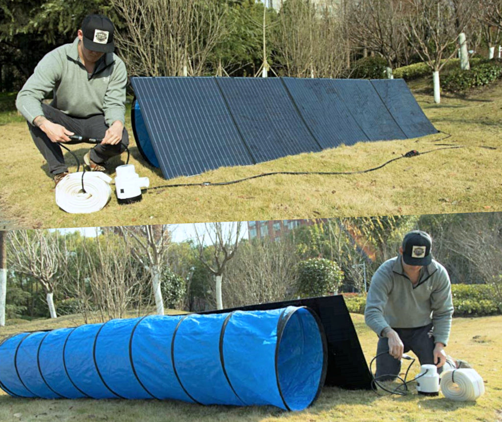 portable folding solar panel pump system