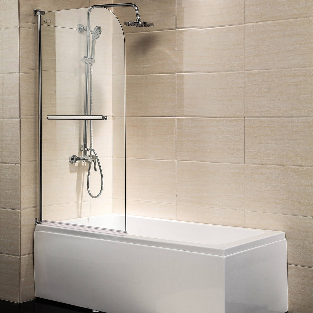 Shower Door, 55"X31" Glass Enclosure Hinged Bathtub Door ...