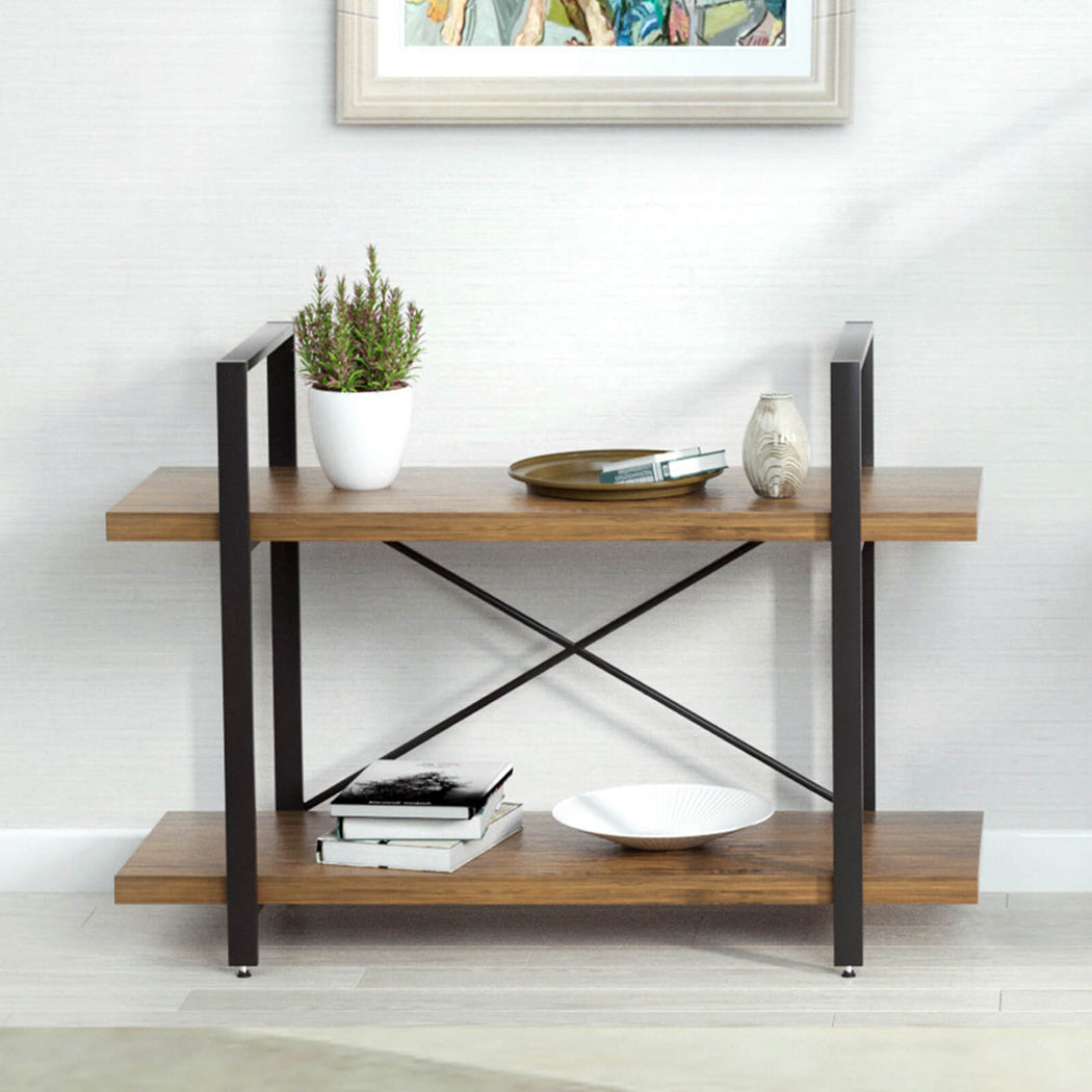 Mecor 2 Tier Bookcase Vintage Industrial Metal Display And Storage To