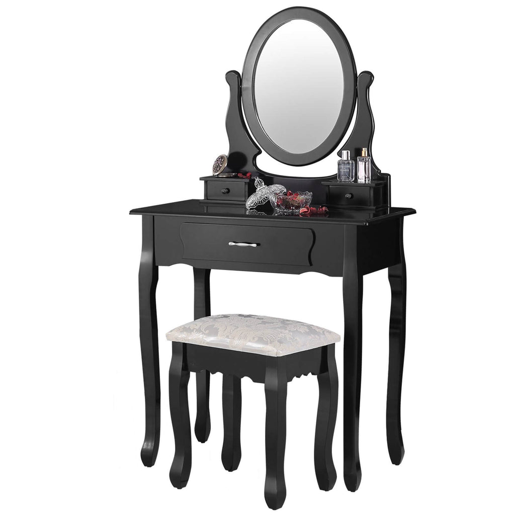 Makeup Vanity Sets With Oval Mirror Wood Dressing Table W