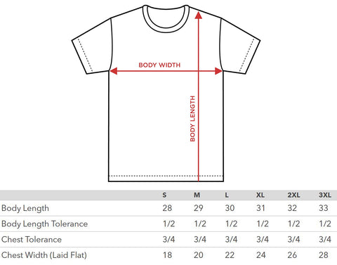 tee shirt size chart