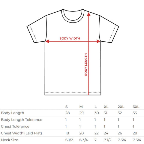 tee shirt size chart