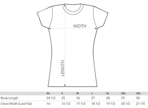 women's tee shirt size chart