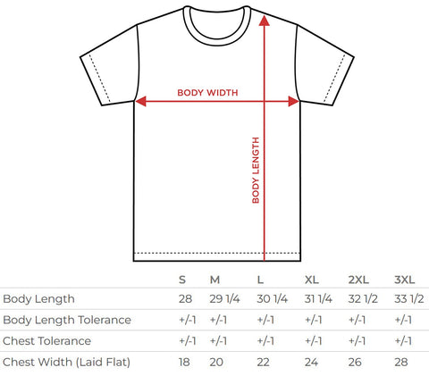 tee shirt size chart