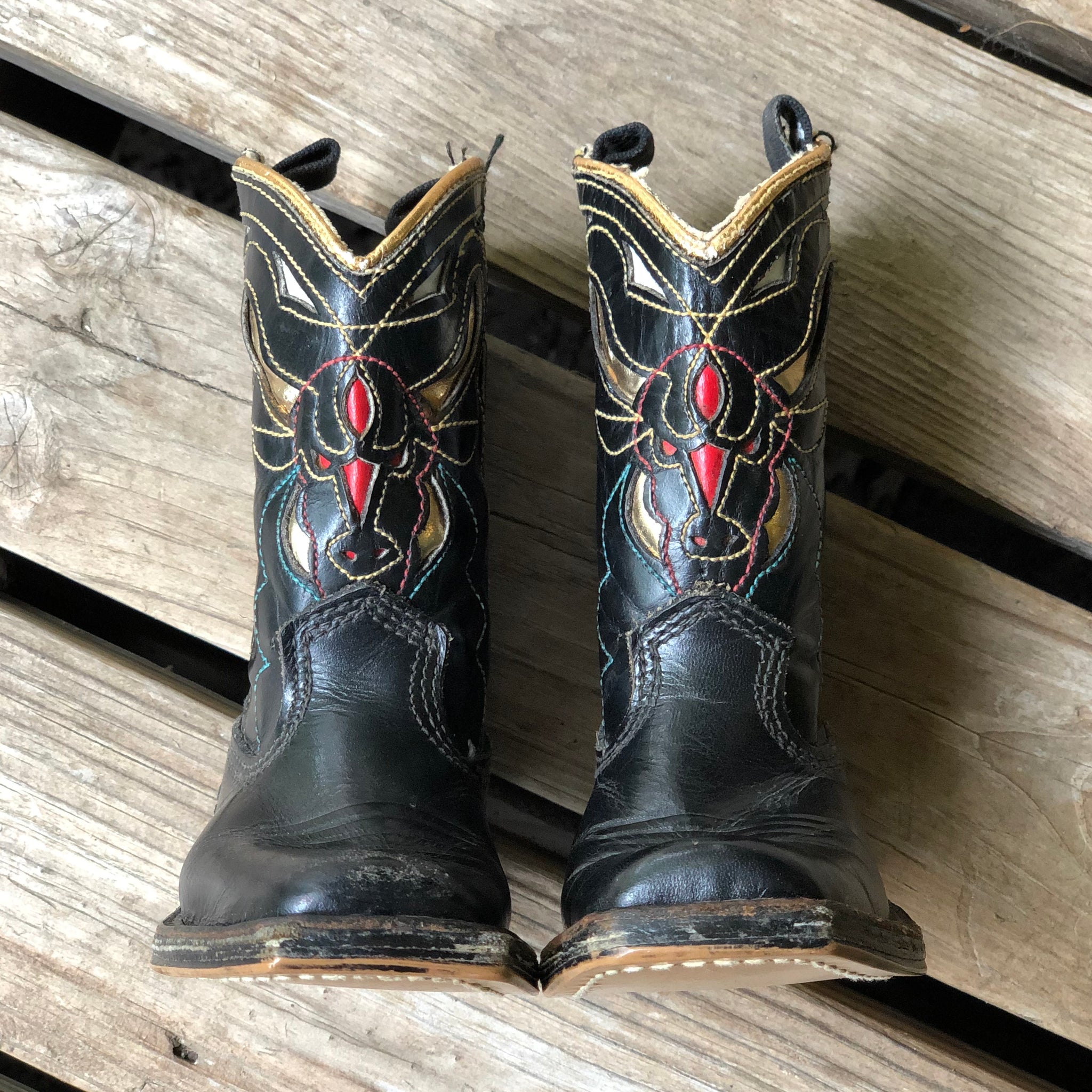 Vintage Acme Steer Inlay Kids Boots 