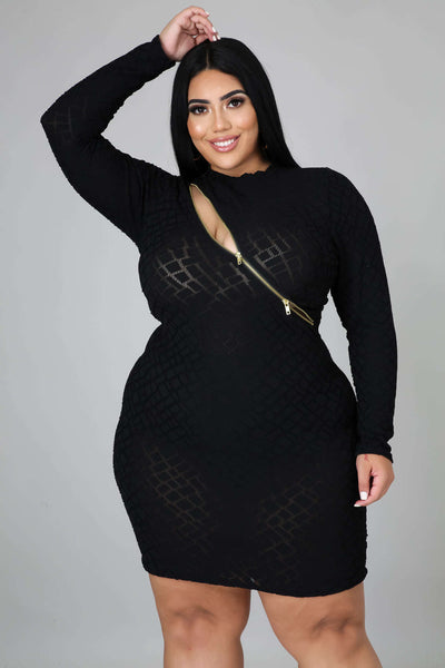 Plus Size Rhinestone Mesh Long Sleeve Dress – 2020AVE