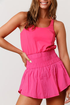 Cross it Back Sporty Romper - Fuchsia