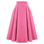 Pleated Swing Buttons High Waist Retro Pure Color Mid-calf Skirts