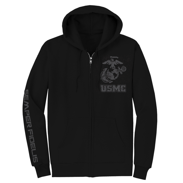 Semper Fi Sleeve USMC Adult Zip Hoodie-Black – Frontline Military Apparel