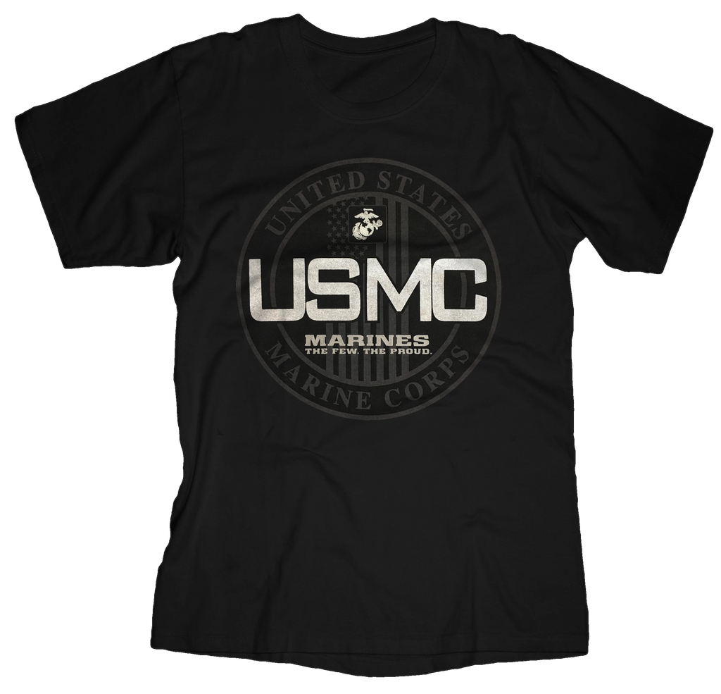 Usmc Shimmer Seal Mens Tee Black Frontline Military Apparel