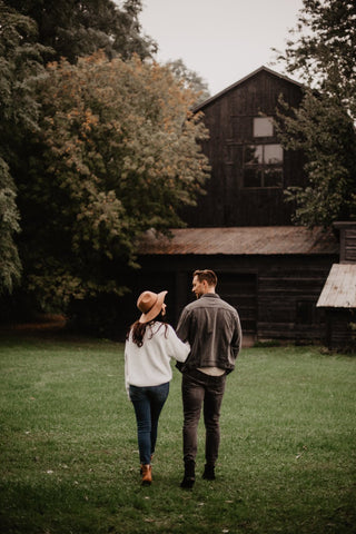 Couple on romantic walk