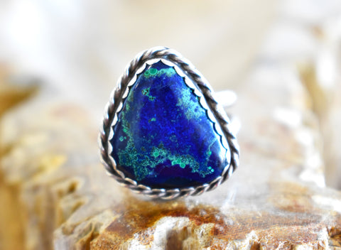 Azurite with Malachite Ring