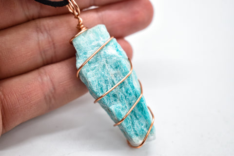 Amazonite Copper Wrapped Necklace