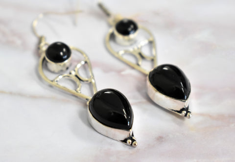 Sterling Silver Onyx Earrings