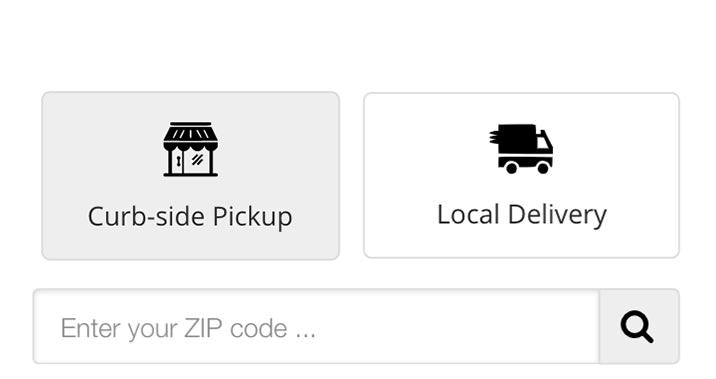 A screenshot of Clement's Paint mobile website, showing the store pick-up or delivery option on the checkout page.