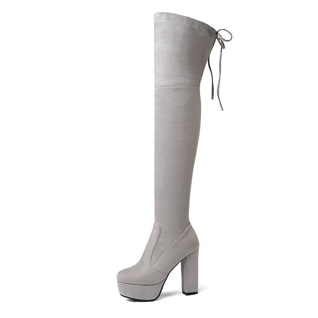 white suede thigh high boots