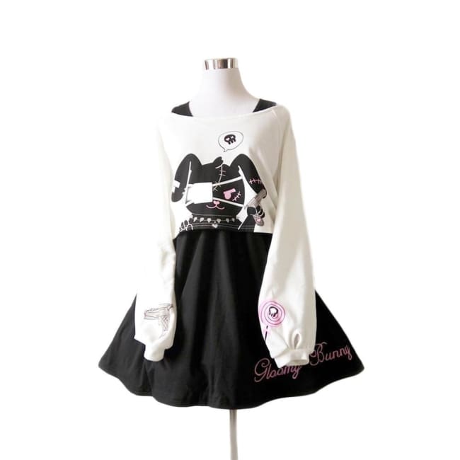 Harajuku Gloomy Bunny Two Piece Top And Dress Rebellious Creatures