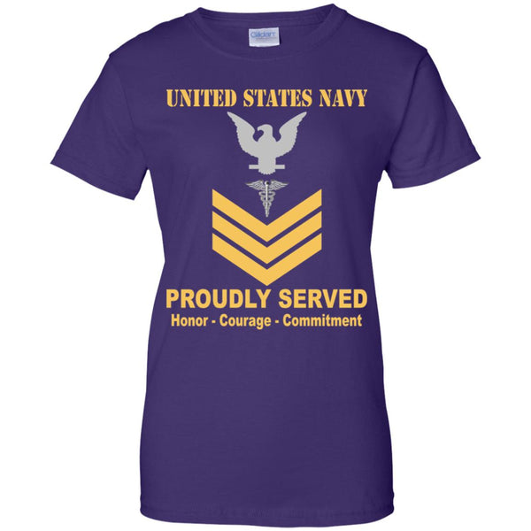 US Navy Hospital Corpsman Navy HM E-6 Gold Stripe PO1 Petty Officer First Class Ladies' T-Shirt
