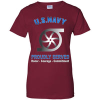 US Navy Gas Turbine Systems Technician Navy GS Proudly Served Core Values Ladies' T-Shirt