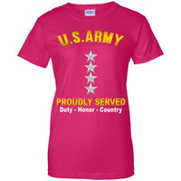US US Army O-10 General O10 GEN General Officer  Proudly Served Ladies' T-Shirt