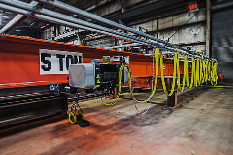A five ton overhead crane with hoist is manufactured at HESCO