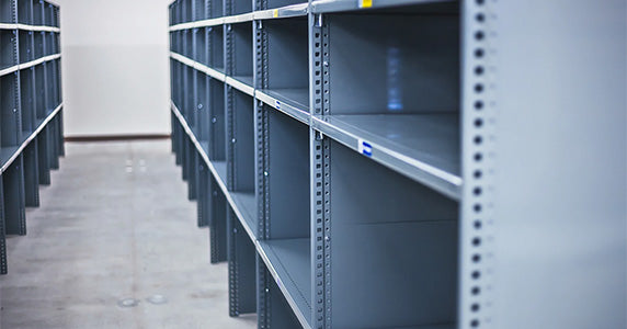 Metal shelving units ready to store warehouse products