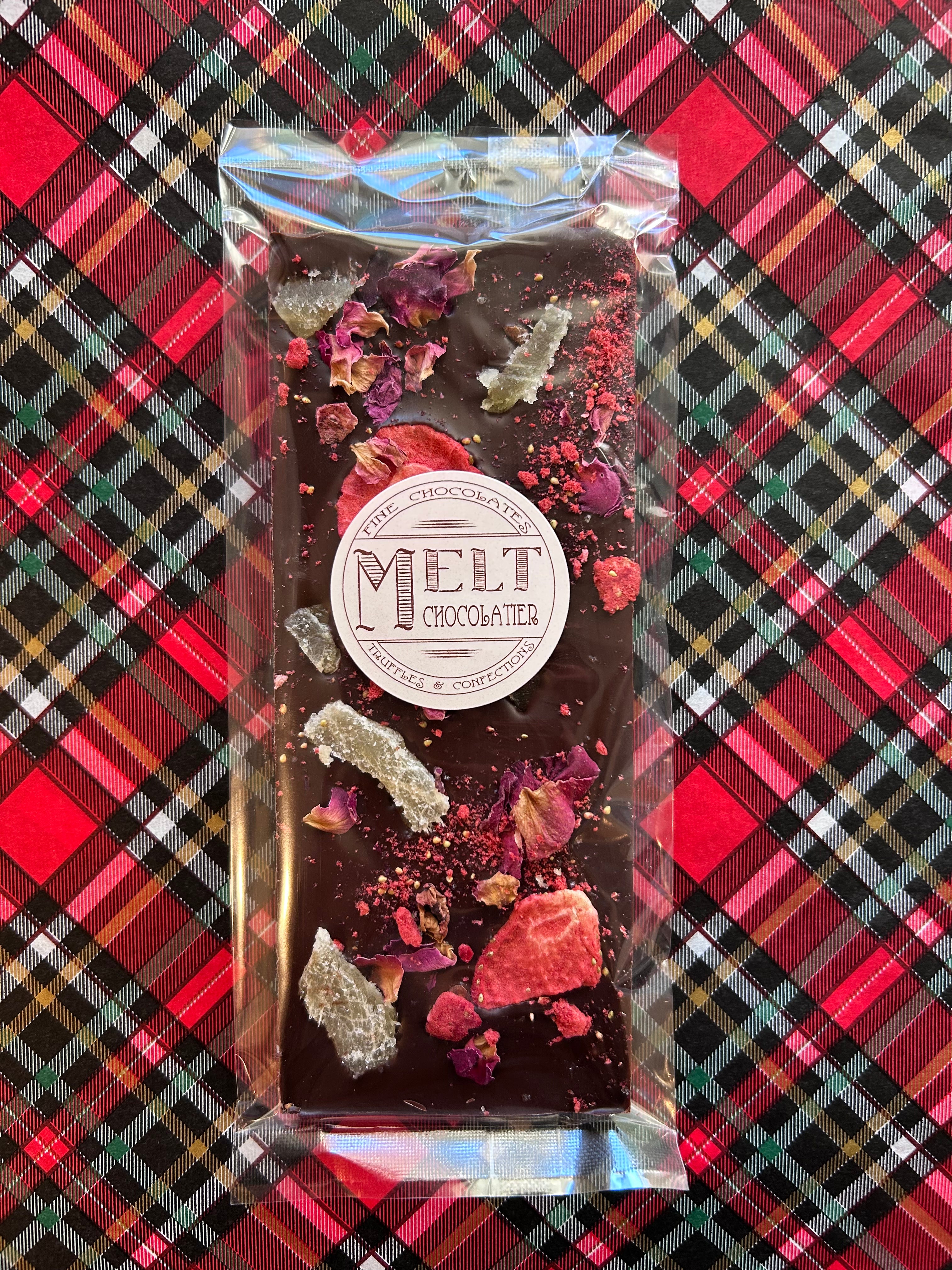 Dark Chocolate Strawberry Glow Bar | Melt Chocolatier