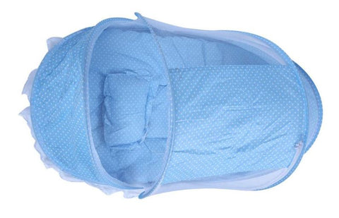 Blue Portable Mesh Baby Crib