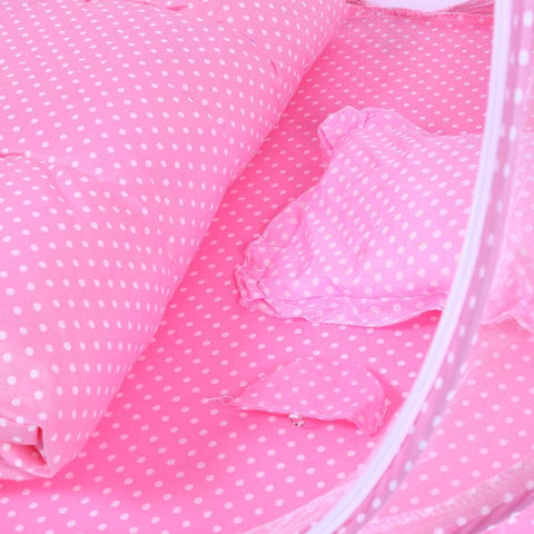 Pink Portable Mesh Baby Crib