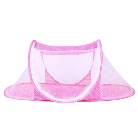 Pink Portable Mesh Baby Crib