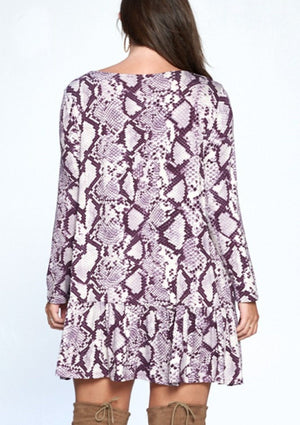 purple snakeskin dress