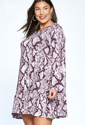 purple snakeskin dress