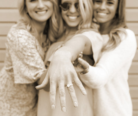 three girls celebrating engagement