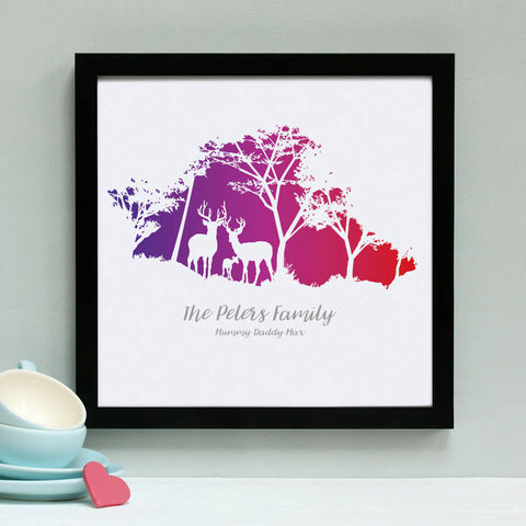 deer family tree in woodland for mother's day gift