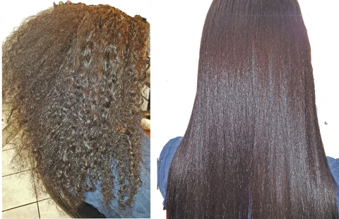 Before & after Mava antifrizz treatment