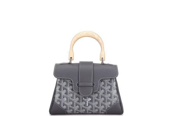 Goyard Anjou Tote Mini Grey in Calfskin/Canvas with Palladium-tone