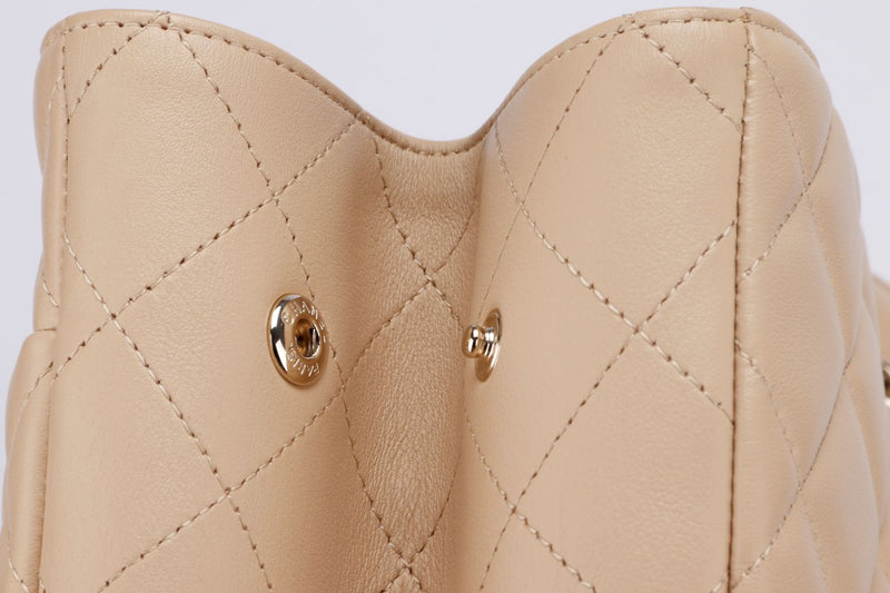 Chanel A91046 Large Classic Tote Quilted (2639xxxx), Beige, Lambskin, Gold Hardware, with Card, Dust Cover, Box & Receipt