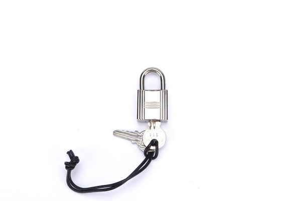 Authentic HERMES Padlock & 2 Keys Silver Tone Brass No.120 #S401064