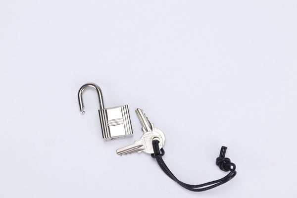 Authentic HERMES Padlock & 2 Keys Silver Tone Brass No.120 #S401064